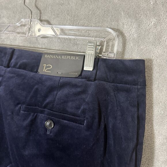 NWT Banana Republic Pants 12R Velour Velvet Logan Navy Blue Stretch Trousers - Picture 8 of 13